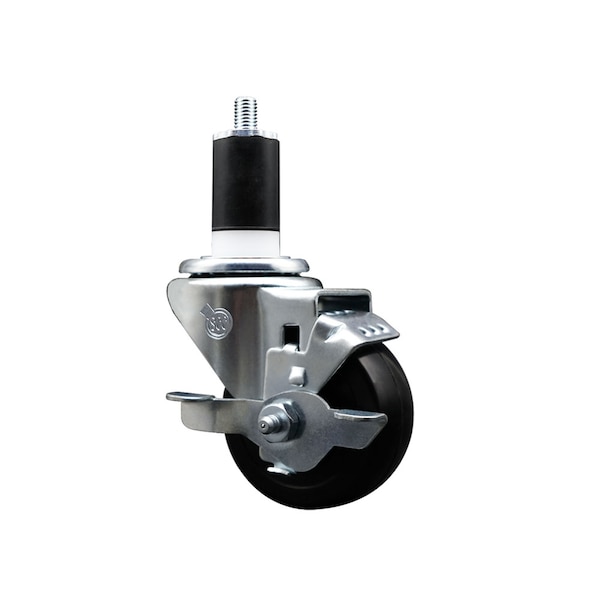3'' SS Hard Rubber Swivel 1-1/2'' Expanding Stem Caster with Brake